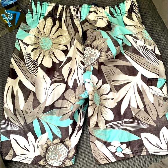 3 for $30 Kanu Surf Blue and Gray Board Shorts Tropical Design NWT Size M - Picture 1 of 6